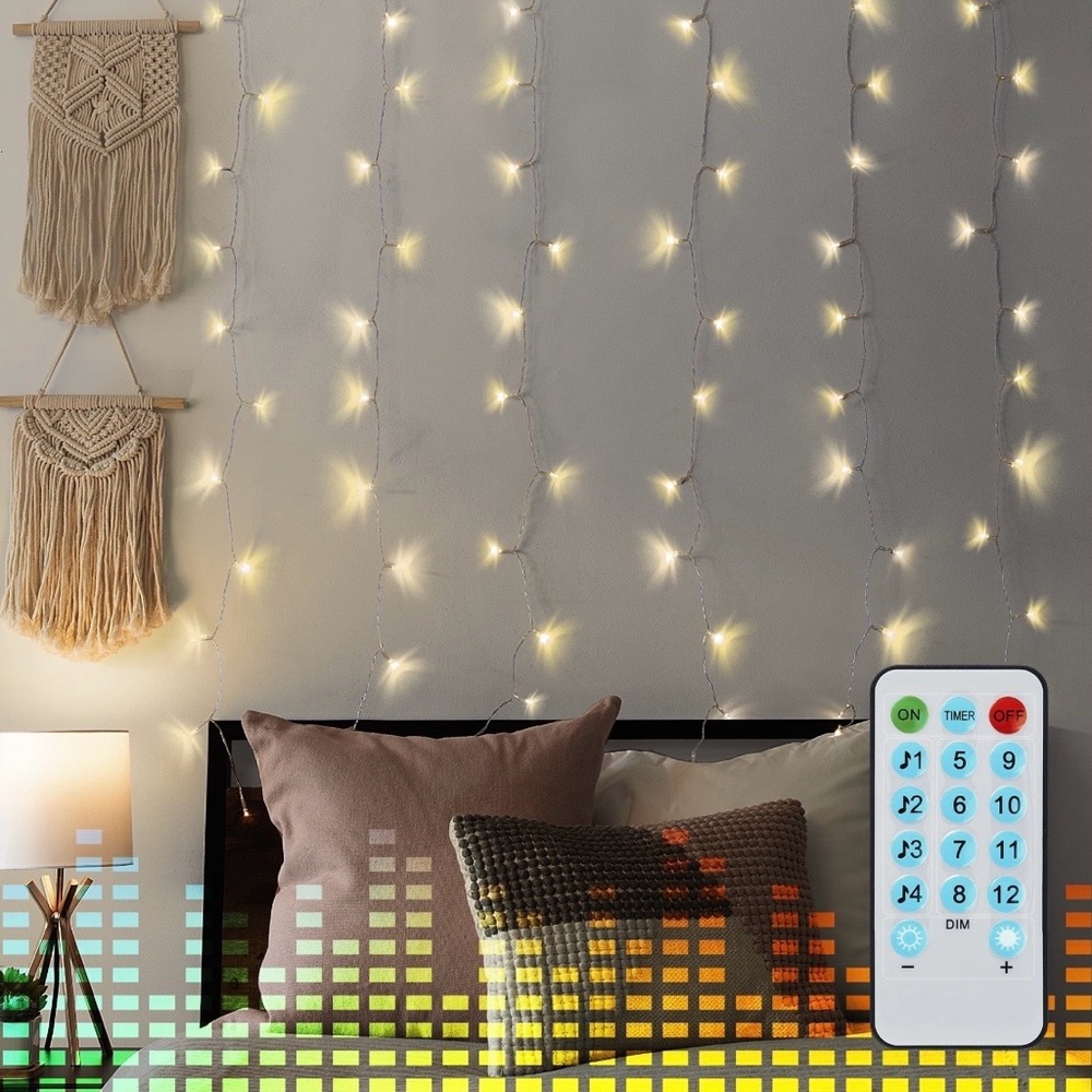 Merkury Innovations Warm White Music Reactive Curtain Lights & LED Light Strip